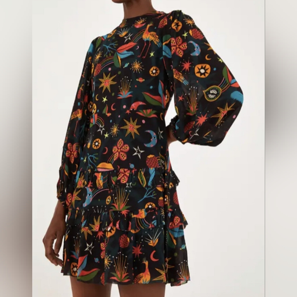 FARM Rio - Black Cerrado Sky Lenzing Ecovero Mini Dress